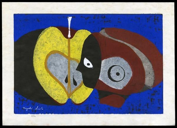 Kiyoshi Saito Woodblock: Title: Clay Image (Fruits) Artist: Saito, Kiyoshi, 1907-1997Edition: 4/50Date: 1953
