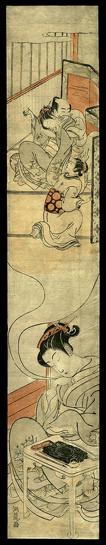 Koryusai Woodblock - Dreaming about Dallying with Lover (1 of 2)