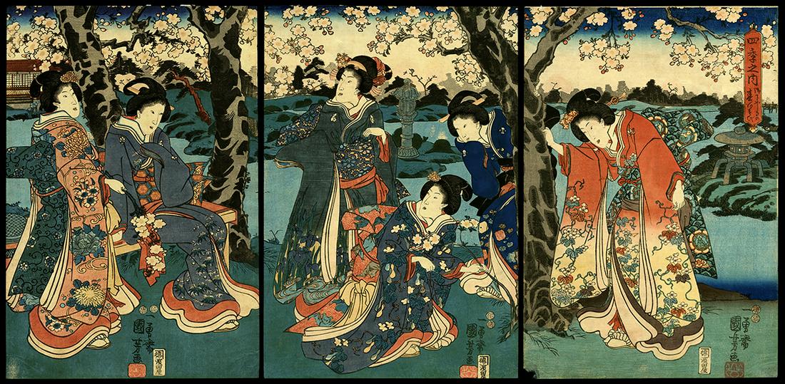 Utagawa Kuniyoshi Woodblock - Spring Amusements (1 of 8)