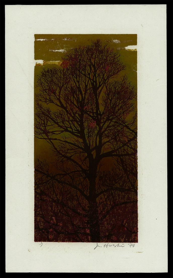 Joichi Hoshi Woodblock - Evening Tree (1 of 2)