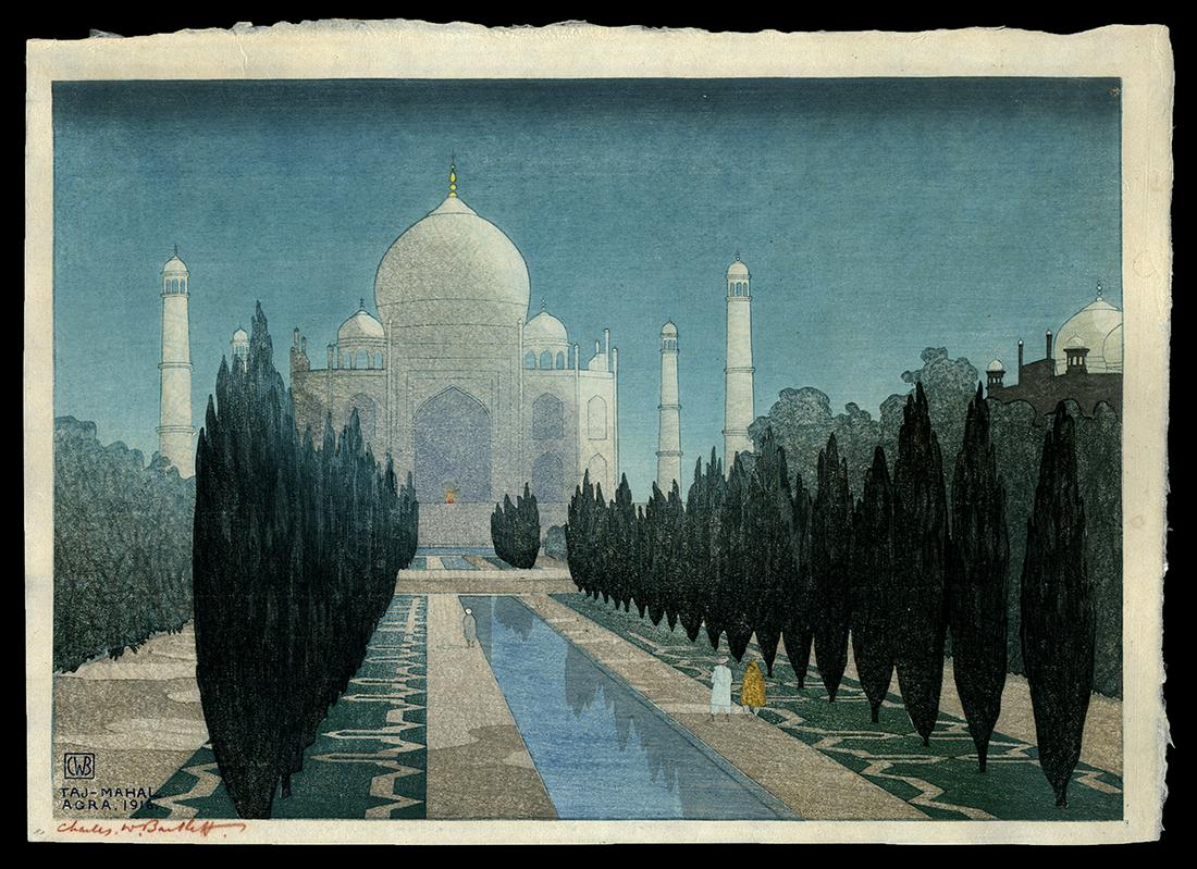 Charles W. Bartlett Woodblock - Taj Mahal, Agra (1 of 2)