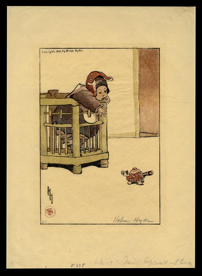 Helen Hyde Woodblock - Miss Apricot-Cloud (1 of 2)
