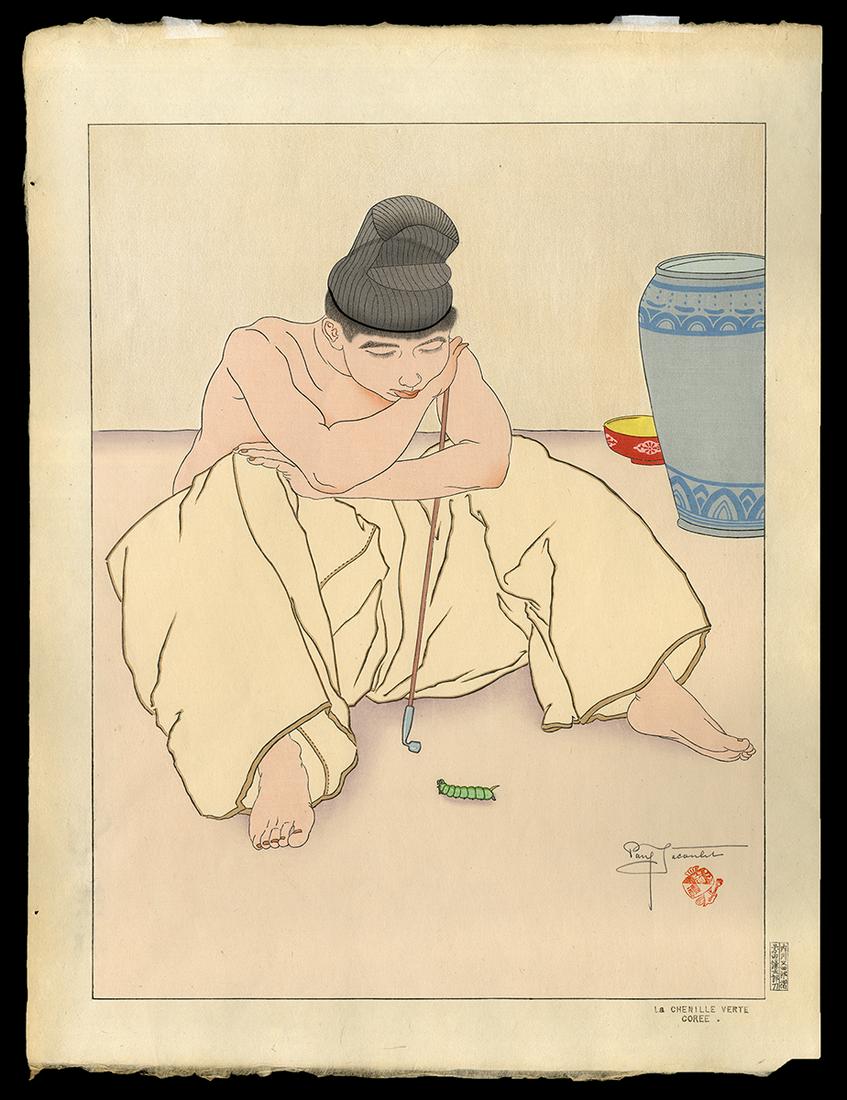 Paul Jacoulet Woodblock - La Chenille Verte. Coree (1 of 2)