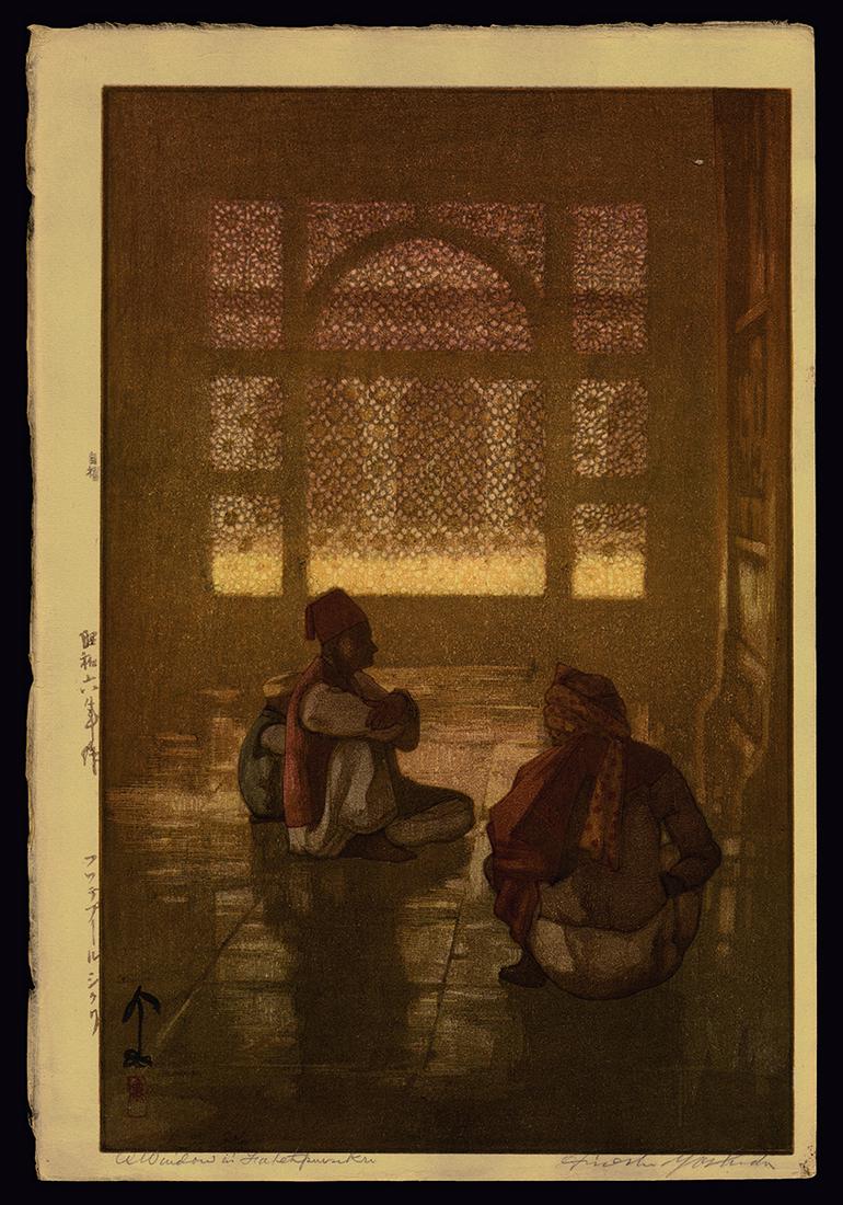 Yoshida Woodblock - A Window in Fatehpur-Sikri (1 of 2)