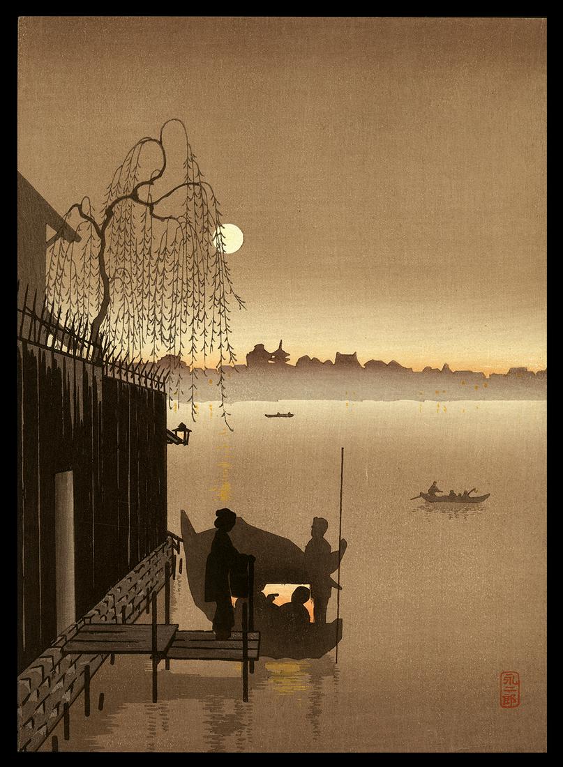 Kobayashi Eijiro Woodblock - Evening Cool - Sumida (1 of 2)