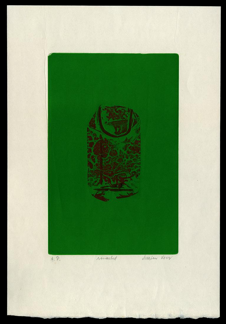 Marian Korn Etching - Smashed: Artist: Korn, Marian, 1914-1987 Title: Smashed Edition: A.P. Date: 1979 Medium: etching Dimensions: 12 1/4 x 8 inches Illustrated: Korn, pl. 93 <