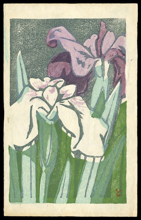Tomoo Inagaki Woodblock: Title: Irises Artist: Inagaki, Tomoo, 1902-1980 Date: 1960 Medium: woodblock Dimens