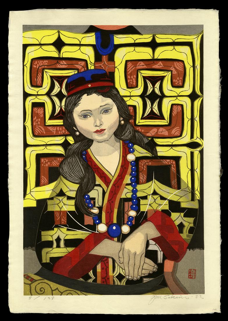 Jun'ichiro Sekino Woodblock - Ainu Pattern (1 of 2)