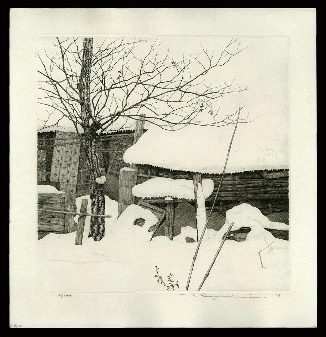 Ryohei Tanaka Etching - Snow at Sekigahara (1 of 2)