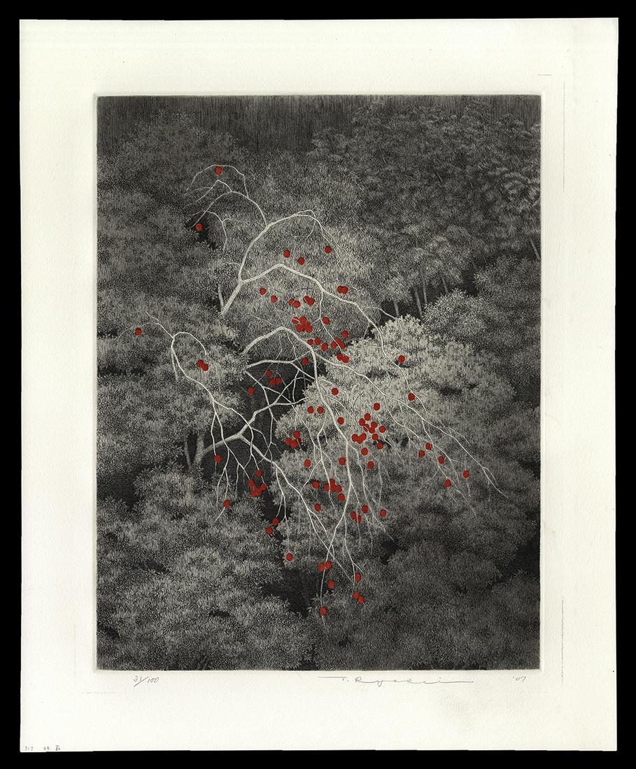 Ryohei Tanaka Etching - Persimmon Thicket (1 of 2)