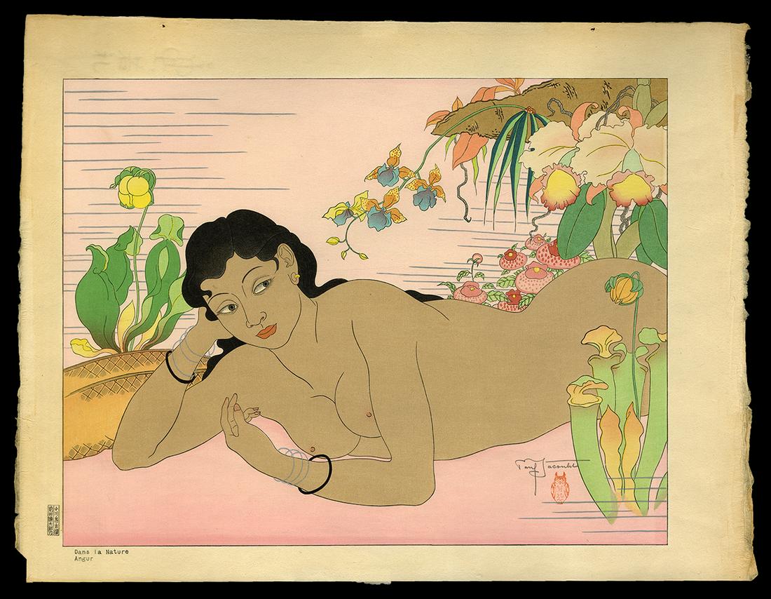 Paul Jacoulet Woodblock - Dans La Nature. Angur (1 of 2)