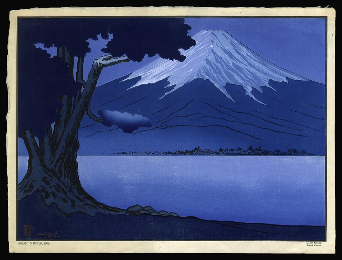 Lilian Miller Woodblock - Moonlight on Fujiyama (1 of 2)