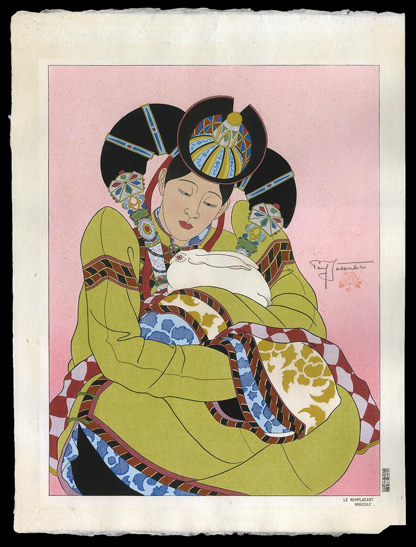 Paul Jacoulet Woodblock - Le Remplacant. Mongole (1 of 2)
