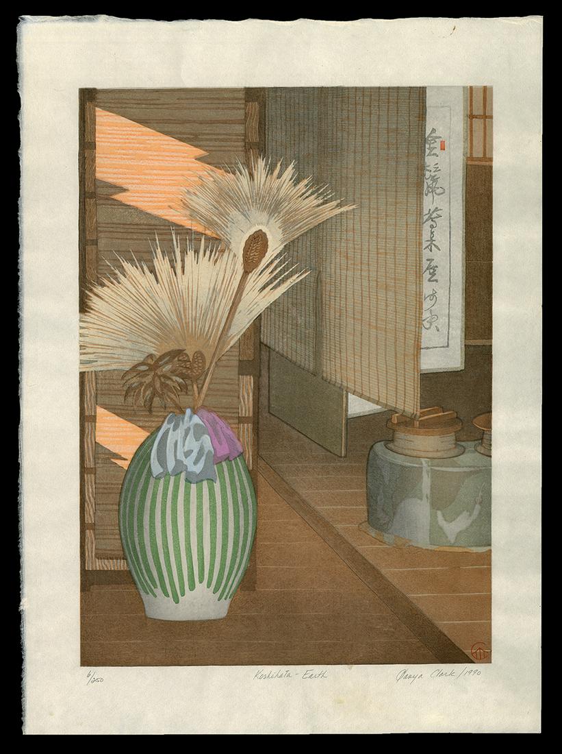 Tanya Clark Woodblock - Earth: Artist: Clark, Tanya, (b. 1954) Title: Earth Edition: 6/250 Series: The Koshihata Quartet Date: 1990 Medium: Japanese woodblock print Image Size: 17 3/