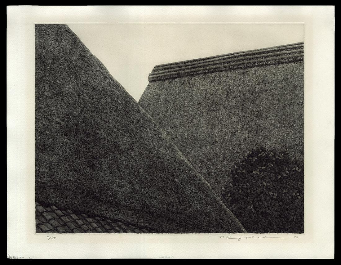 Ryohei Tanaka Etching - Two Roofs, No. 1 (1 of 2)