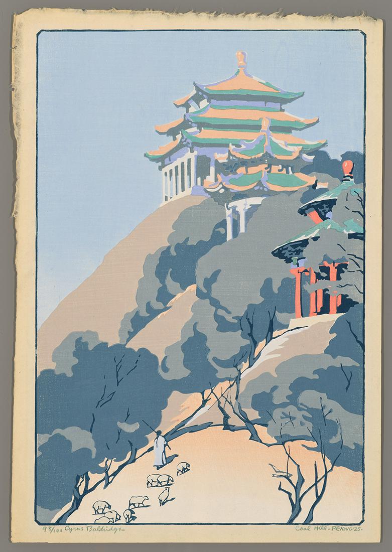 Cyrus Baldridge Woodblock - Coal Hill - Peking (1 of 2)