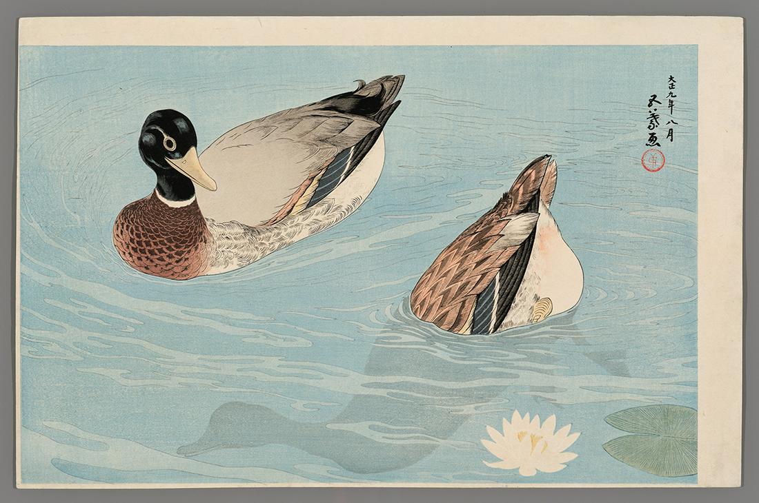 Hashiguchi Goyo Woodblock - Two Ducks (1 of 2)