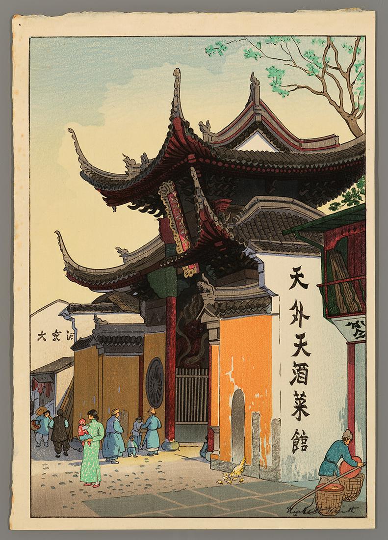 Elizabeth Keith Woodblock - Ying Lin Monastery (1 of 2)