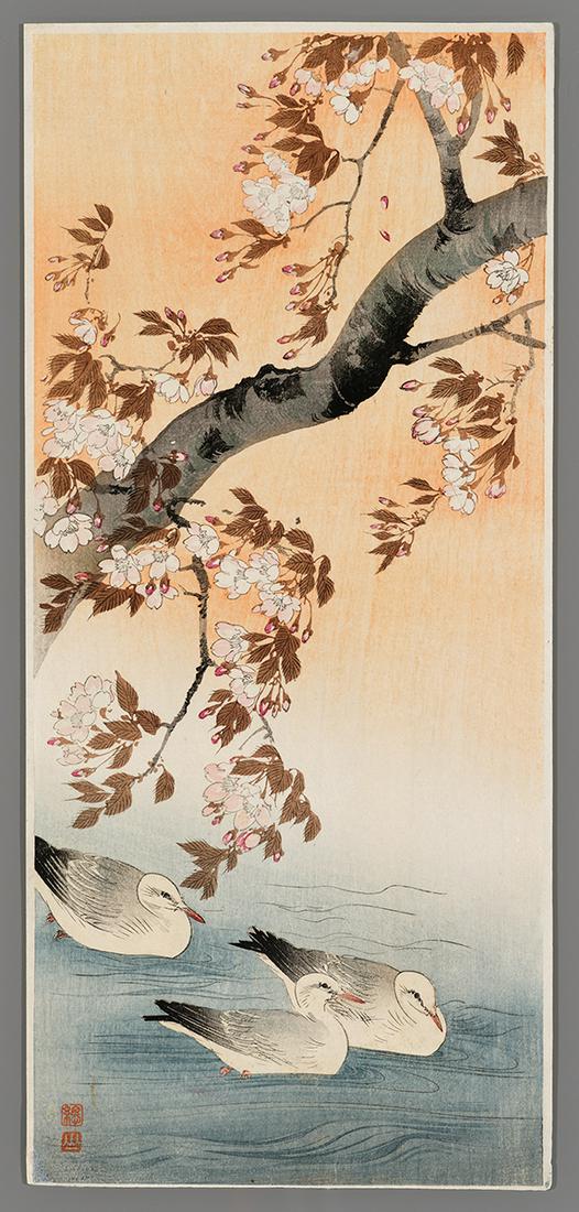 Ito Sozan Woodblock - Japanese Oyster-catchers (1 of 2)