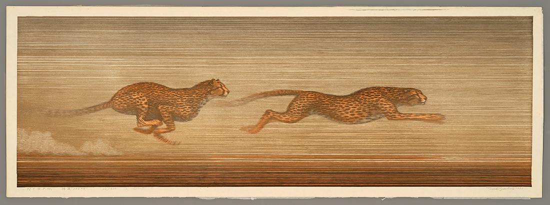 Toshi Yoshida Woodblock - 70+ M.P.H. (1 of 2)