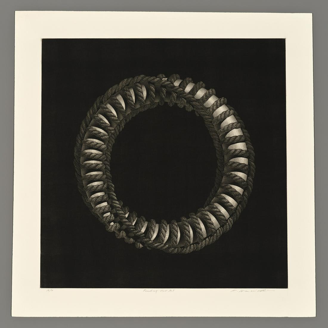 Katsunori Hamanishi Mezzotint - Round Trip Work 5: Artist: Hamanishi, Katsunori, b. 1949 Title: Round Trip - Work No. 5 Edition: 18/50 Date: undated Medium: mezzotint Image Size: 17 3/4 x 17 1/2 inches Notes: