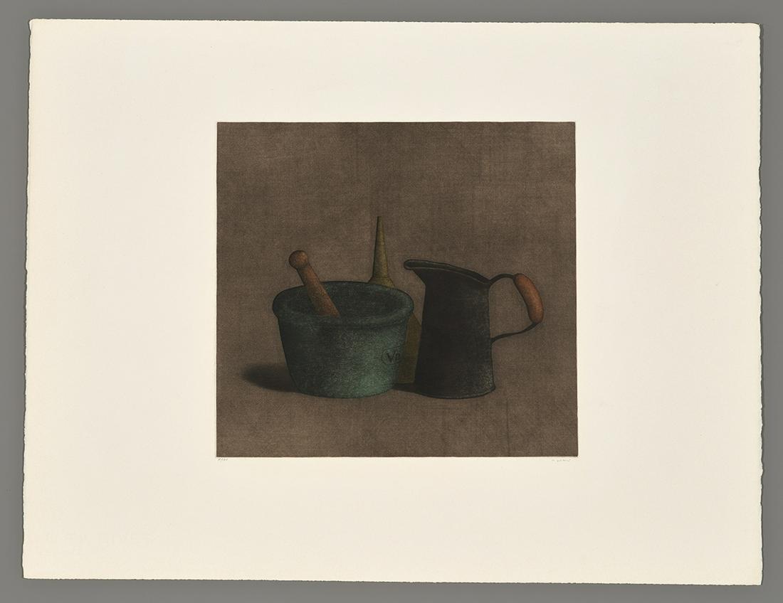 Tomoe Yokoi Mezzotint - Mortar,  Pestle and Funnel (1 of 2)