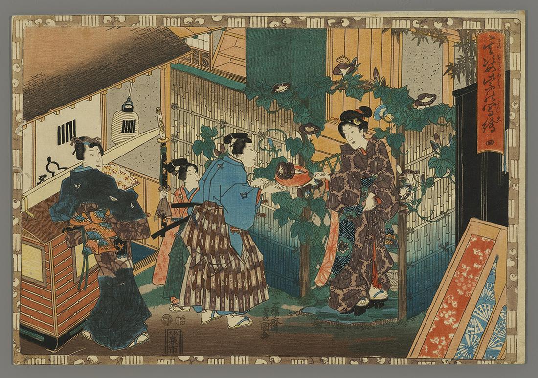 Toyokuni III Woodblock Print  - Chapter 4: Yugao (1 of 2)