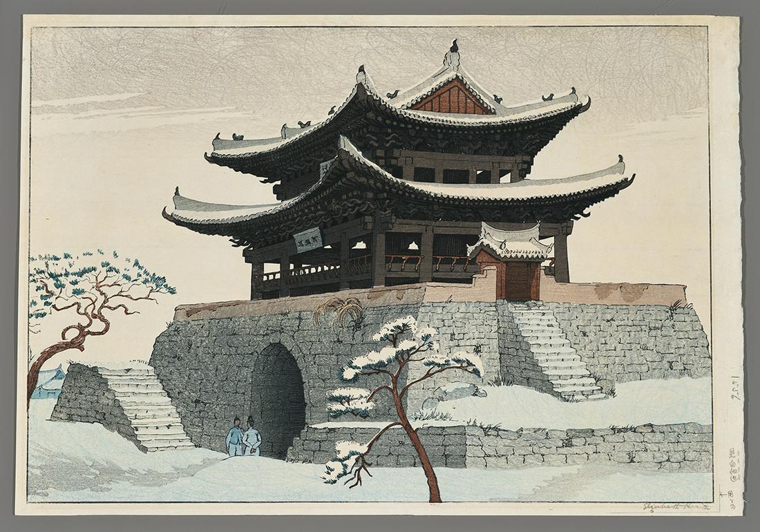 Elizabeth Keith Woodblock  - East Gate, Pyeng Yang (1 of 2)