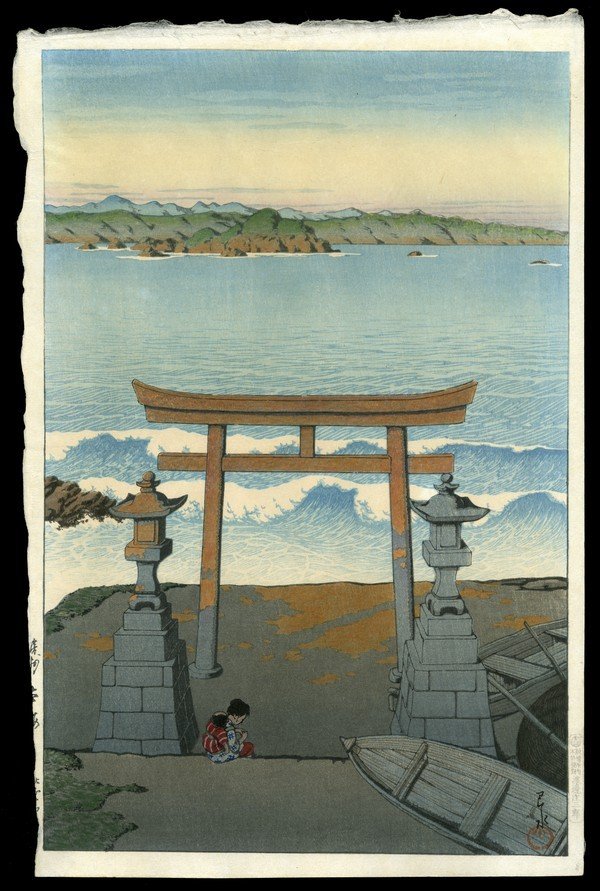 Kawase Hasui Woodblock: Title: Pacific Ocean, Boshu Artist: Hasui, Kawase, 1883-1957 Series: Souvenirs of Travels, 3rd Date: 1925 Medium: