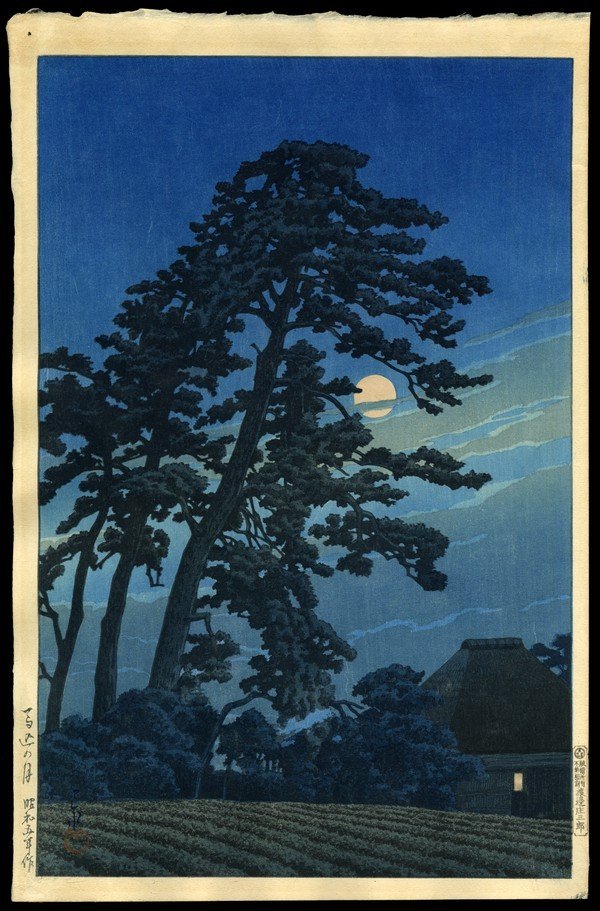 Kawase Hasui Woodblock: Title: Moon at Umagome Artist: Hasui, Kawase, 1883-1957 Series: Twenty Views of Tokyo Date: 1930 Medium: woodblo