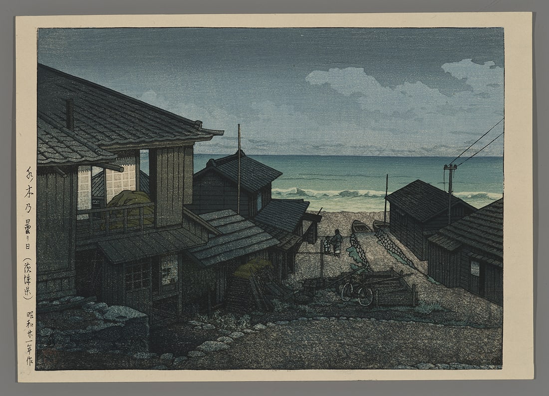 Kawase Hasui Woodblock - Cloudy Day in Mizuki (1 of 2)