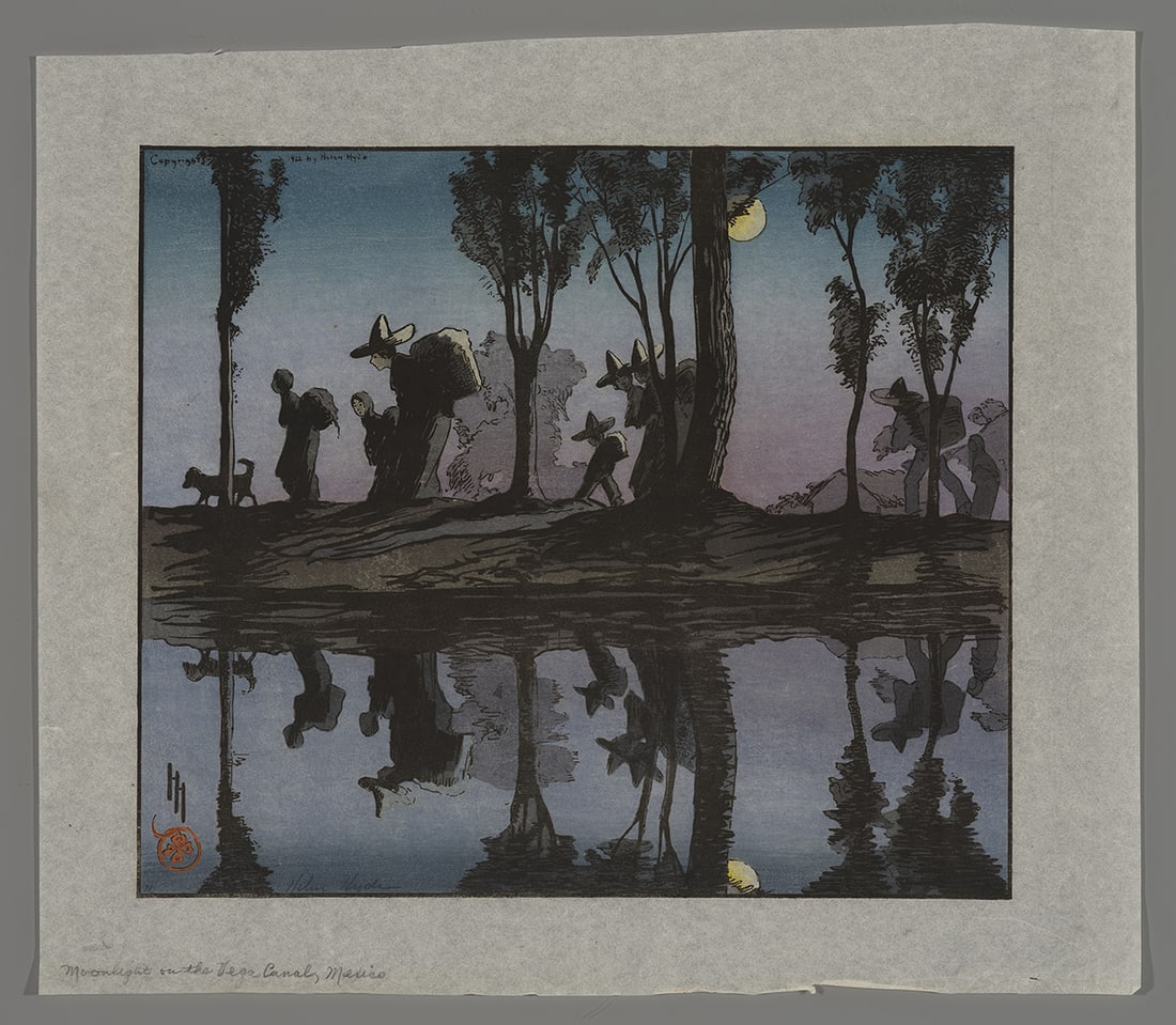 Helen Hyde Woodblock - Moonlight on the Biga Canal (1 of 2)
