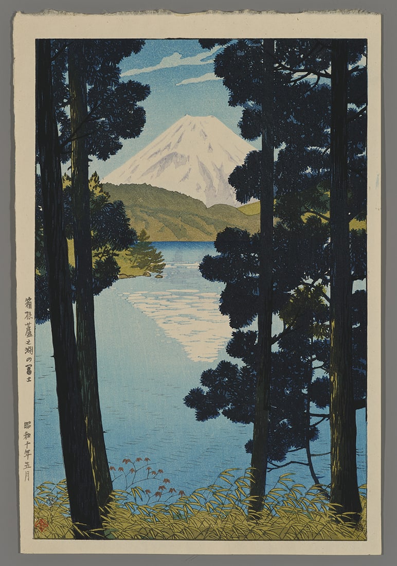 Shiro Woodblock - Mt. Fuji from Lake Ashinoko (1 of 2)