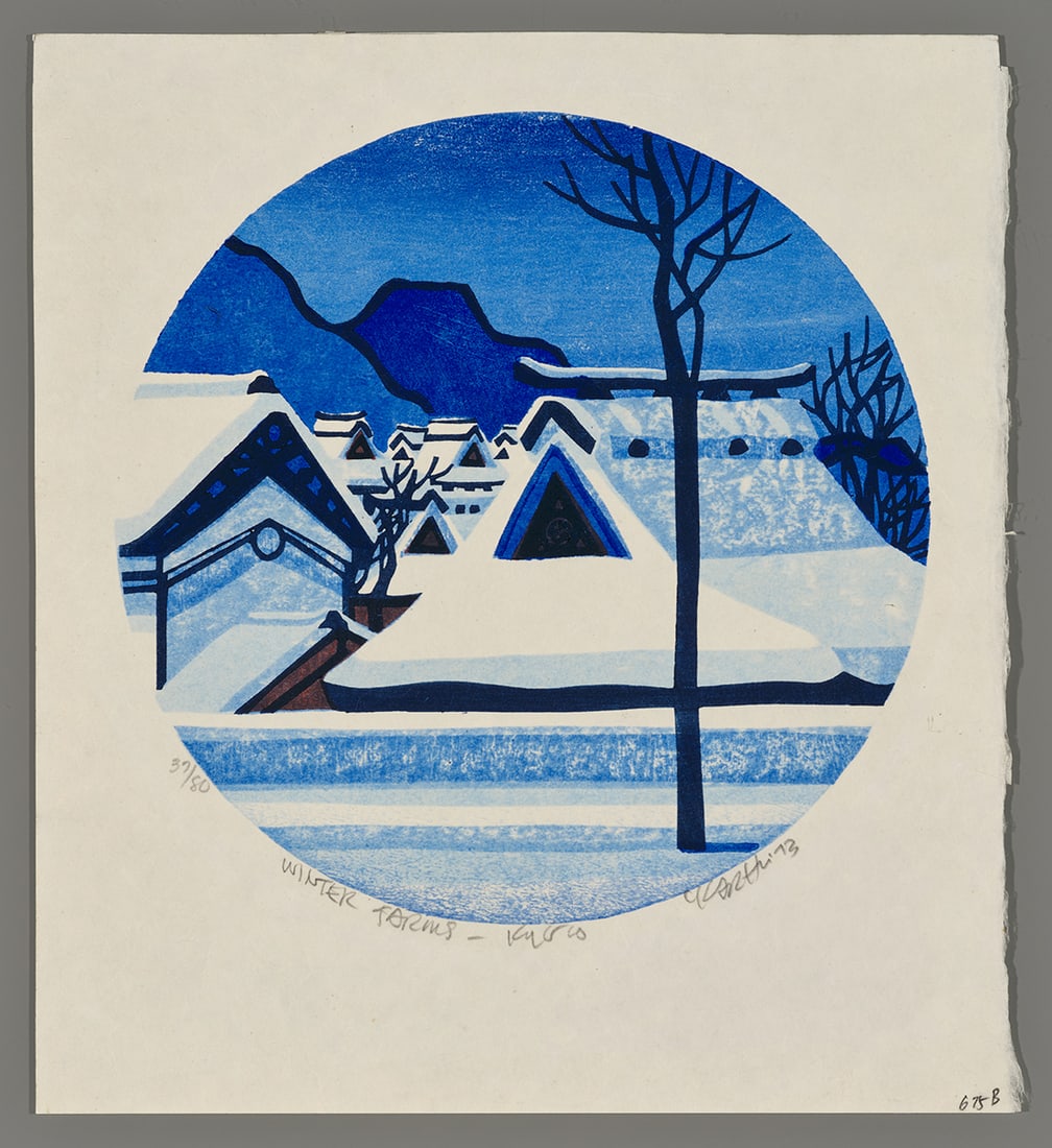 Clifton Karhu Woodblock - Winter Farms - Kyoto (1 of 2)