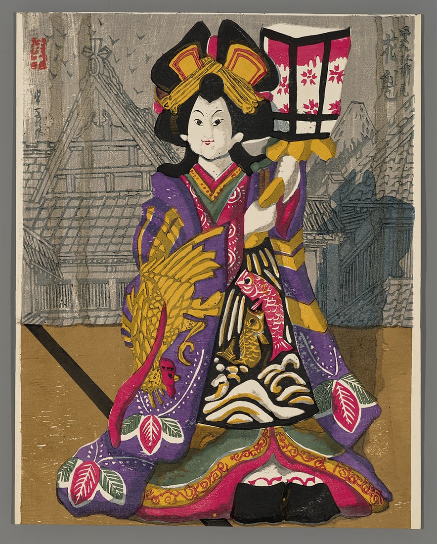 Jun'ichiro Sekino Woodblock - Bunraku Puppet (1 of 2)
