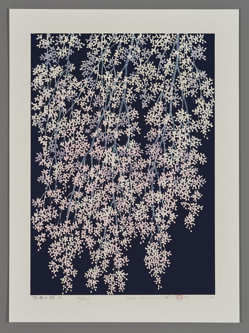 Hajime Namiki Woodblock - Weeping Cherry 4 (1 of 2)