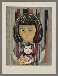 Jun'ichiro Sekino Woodblock - Mr. Ozek's Daughter: Artist: Sekino, Jun'ichiro, 1914-1988 Title: Mr. Ozek's Daughter Edition: 54/100 Date: 1966 Medium: Japanese woodblock print Image Size: 20 1/2 x 15 3/4 inches Illustrated: Sekino, pl. 371 Notes: