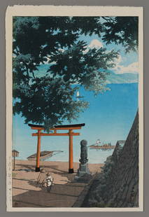 Kawase Hasui Woodblock - Chuzenji, Utagahama: Artist: Hasui, Kawase, 1883-1957 Title: Chuzenji, Utagahama Date: 1931 Medium: Japanese woodblock print Image Size: 14 3/8 x 9 1/2 inches Illustrated: Hasui, pl. 264