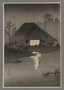 Shotei Hiroaki Pre-earthquake Woodblock - Itako: Artist: Hiroaki, Shotei, 1871-1945 Title: Itako Date: c. 1920 Medium: Japanese woodblock print Image Size: 9 3/4 x 6 5/8 inches Illustrated: Shotei.com, pl. C-17