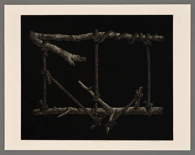 Hamanishi Mezzotint - Situation - Work No. 8: Artist: Hamanishi, Katsunori, b. 1949 Title: Situation - Work No. 8 Edition: 10/50 Date: undated Medium: mezzotint Image Size: 19 1/4 x 23 1/2 inches Notes:<