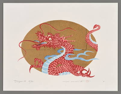 Hajime Namiki Woodblock - Dragon 9A: Artist: Namiki, Hajime, b. 1947 Title: Dragon 9A Edition: 35/300 Date: 2012 Medium: Japanese woodblock print Image Size: 11 x 15 inches Notes: Pencil sig