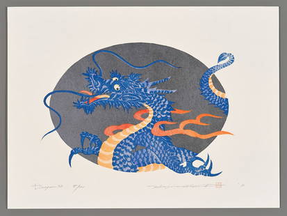 Hajime Namiki Woodblock - Dragon 9B: Artist: Namiki, Hajime, b. 1947 Title: Dragon 9B Edition: 35/300 Date: 2012 Medium: Japanese woodblock print Image Size: 11 x 15 inches Notes: Pencil sig