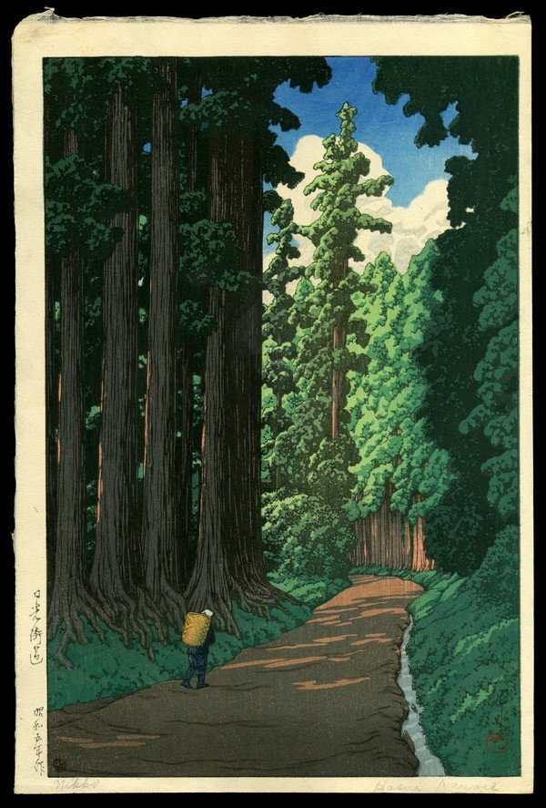 Kawase Hasui Woodblock: Title: The Nikko Highway Artist: Hasui, Kawase, 1883-1957 Date: 1930 Medium: woodblock Dimensions: 14 1/4 x 9 1/