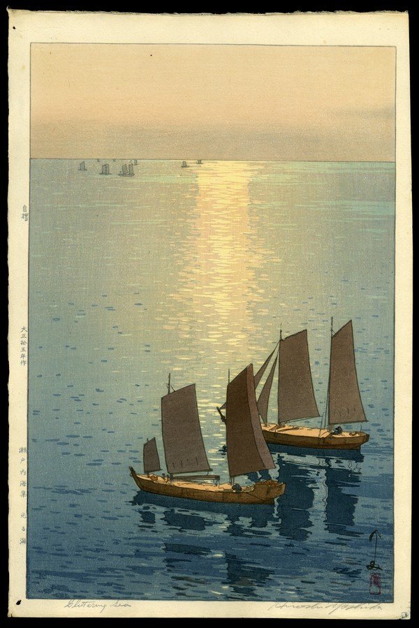 Hiroshi Yoshida Woodblock: Title: Glittering Sea Artist: Yoshida, Hiroshi, 1876-1950 Series: The Inland Sea Date: 1926 Medium: woodblock