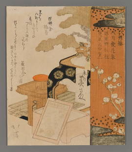 Totoya Hokkei Woodblock - Hassaku Plum: Artist: Hokkei, Totoya, 1780-1850 Title: Hassaku Plum Series: The Hanazono Club Date: 1823 Medium: Japanese woodblock print Image Size: 7 1/8 x 6 inches Notes: Embossing; metallic highlights; a