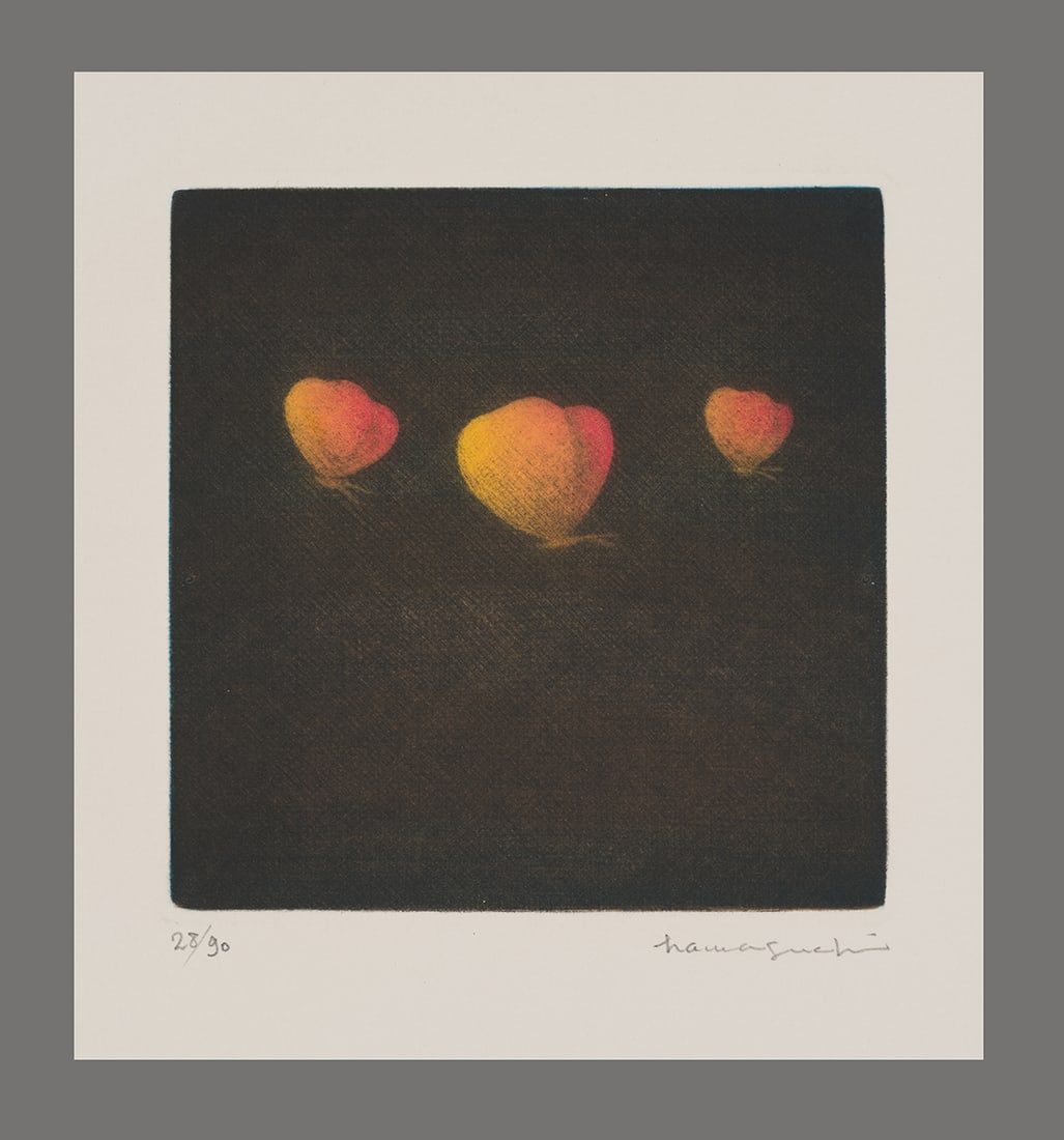 Hamaguchi Mezzotint - Three Butterflies (Orange) (1 of 3)