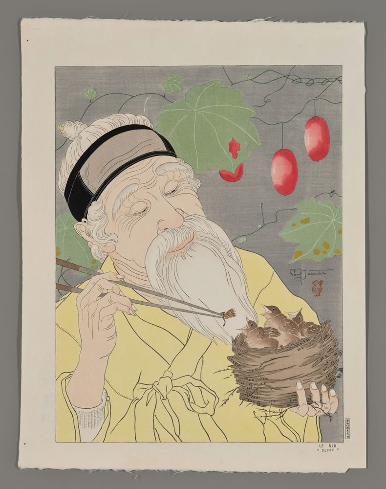 Paul Jacoulet Woodblock - Le Nid. Coree (1 of 2)