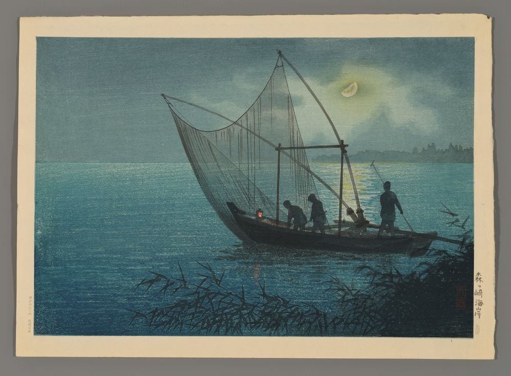 Tsuchiya Koitsu Woodblock - Morigasaki Coast: Artist: Koitsu, Tsuchiya, 1870-1949 Title: Morigasaki Coast Date: early 1930s Medium: woodblock Image Size: 10 1/8 x 14 7/8 inches Illustrated: Koitsu, fig. 8.3