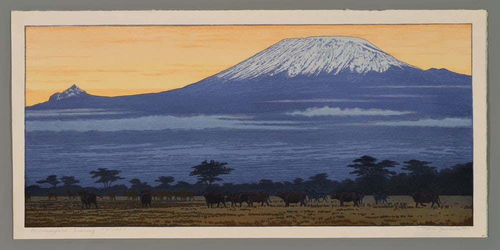 Toshi Yoshida Woodblock - Kilimanjaro Evening (1 of 2)