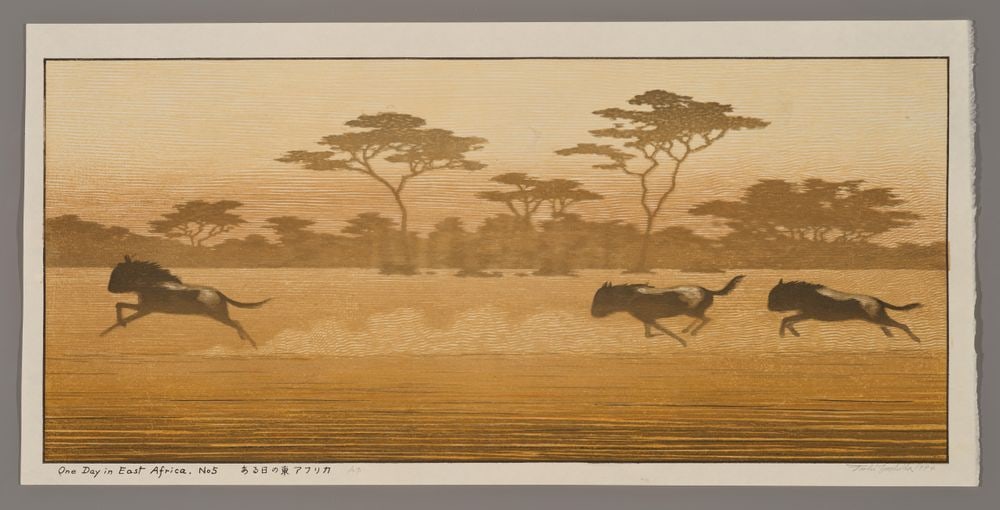 Yoshida Woodblock - One Day in East Africa No. 5 (1 of 2)